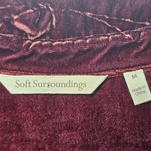 Soft Surroundings Eden Velvet and Lace Blouse in Cabernet Size M - Picture 8 of 9